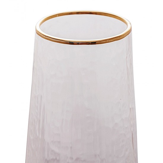 Jogo 2 Taças 300ml De Cristal Ecológico Com Borda Dourada Taj